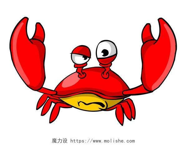 白底卡通螃蟹童趣漫画动物
